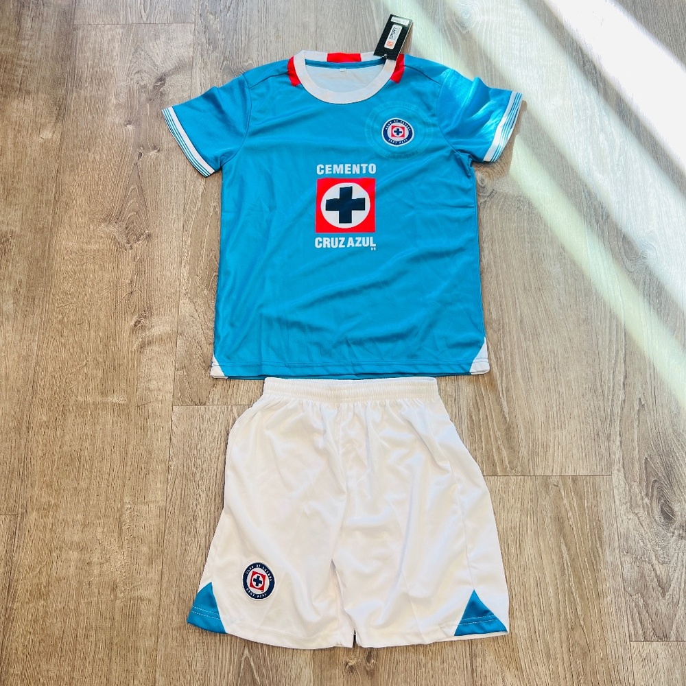 Cruz Azul Blue SET SHORT AND JERSEY unisex youth kids size 26 soccer